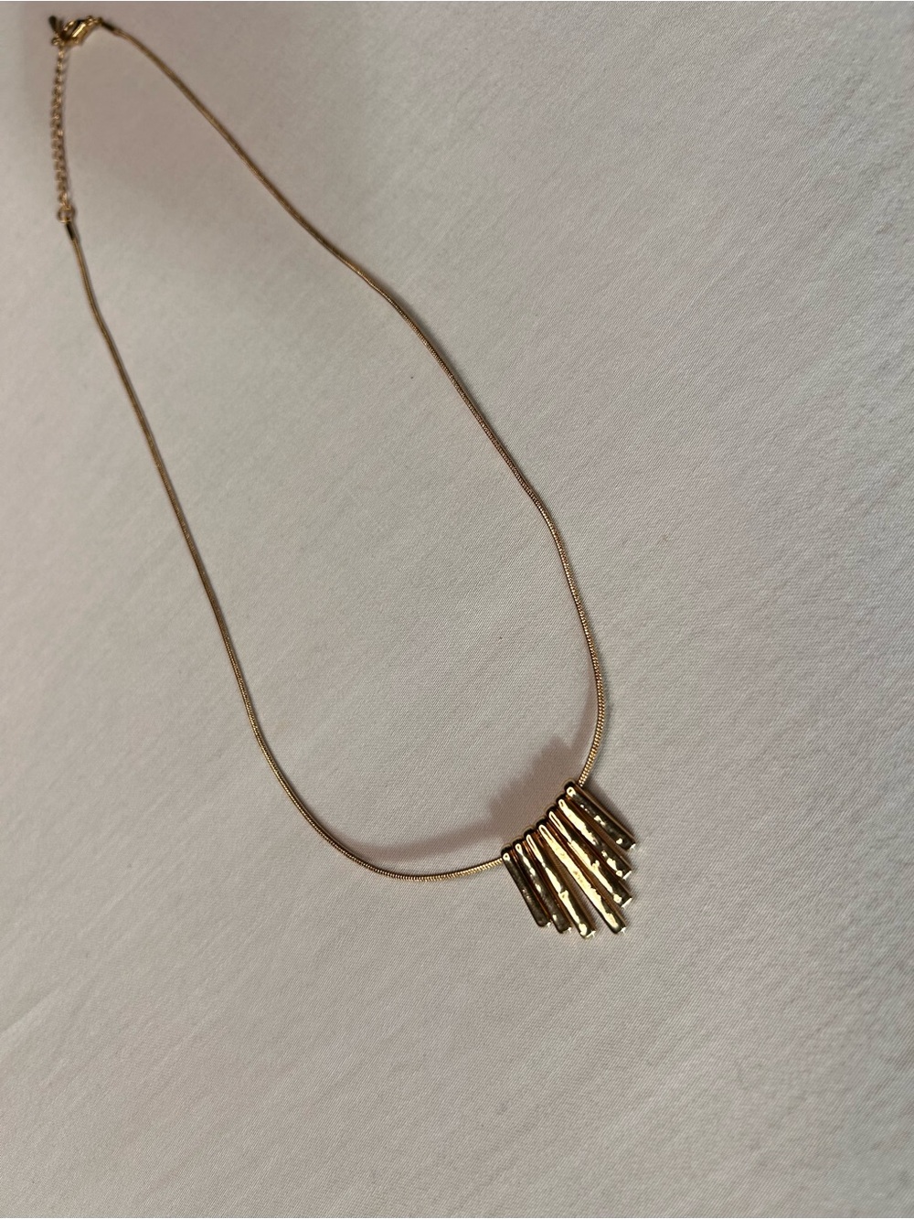 Gold Tone Fringe Bar Pendant Necklace Minimalist Geometric Adjustable